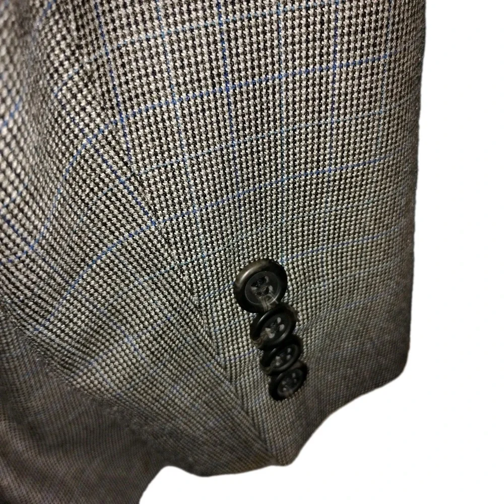 Lauren Ralph Lauren Men 41R Blazer Window. Gray Herringbone Silk Wool Sport Coat
